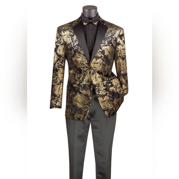 MEN'S VINCI 2 BUTTON MODERN FIT SPORT COAT WITH FLORAL JACQUARD PATTERN. BM-02 - Picture 1 of 1